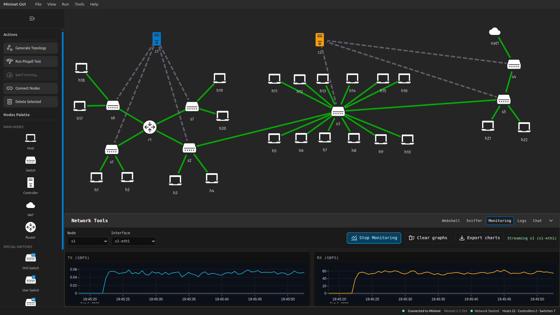 mininet-gui screenshot